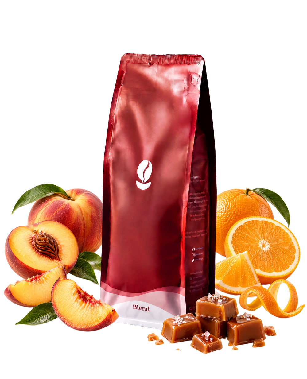 Peach Strudel — Bean Shipper medium-dark roast coffee blend with notes of peach, orange and toffee