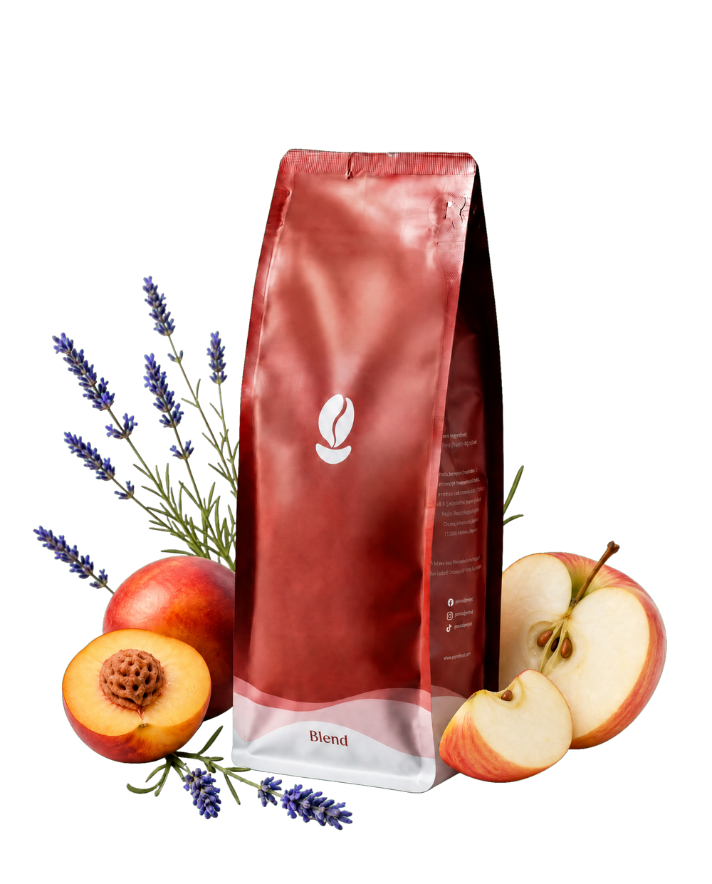 Nectar — Bean Shipper bag with peach, apple and lavender, transparent background