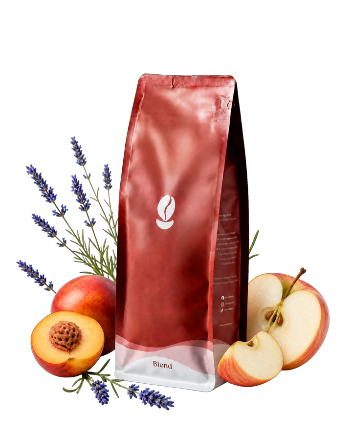 Nectar — Bean Shipper bag with peach, apple and lavender, transparent background