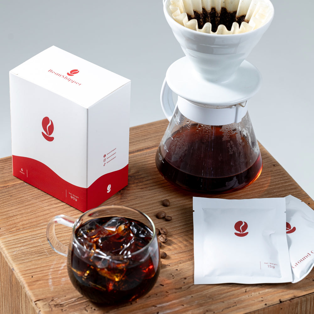 Bean Shipper coffee Taster Box with six 15g specialty coffee sample packs