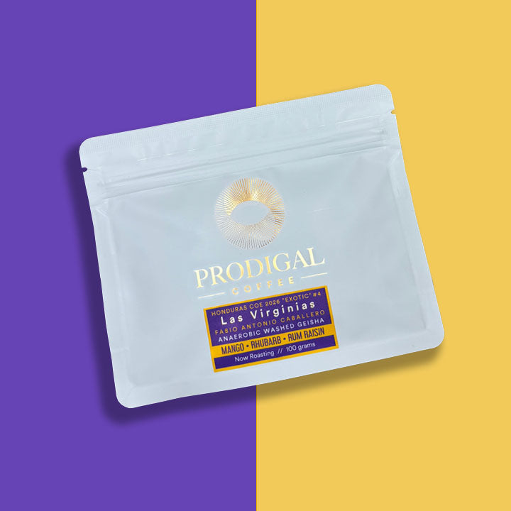 Cup of Excellence Honduras #4 Las Virginias - Anaerobic Washed — roasted by Prodigal Coffee, Colorado. Mango, Rhubarb, Rum-Raisin.