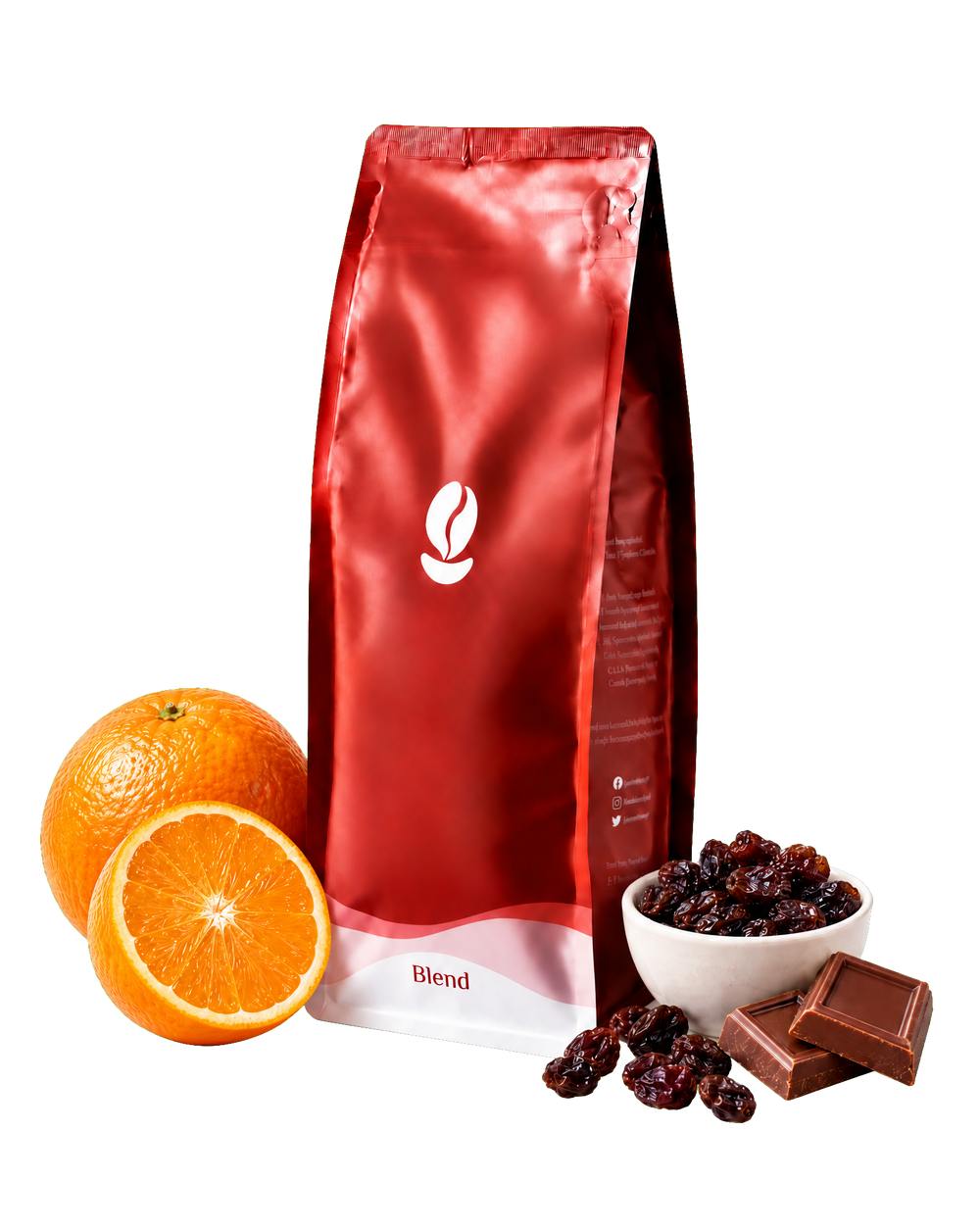 Colombia Magdalena Wayuu, red Bean Shipper bag with an orange, raisins and malted milk chocolate