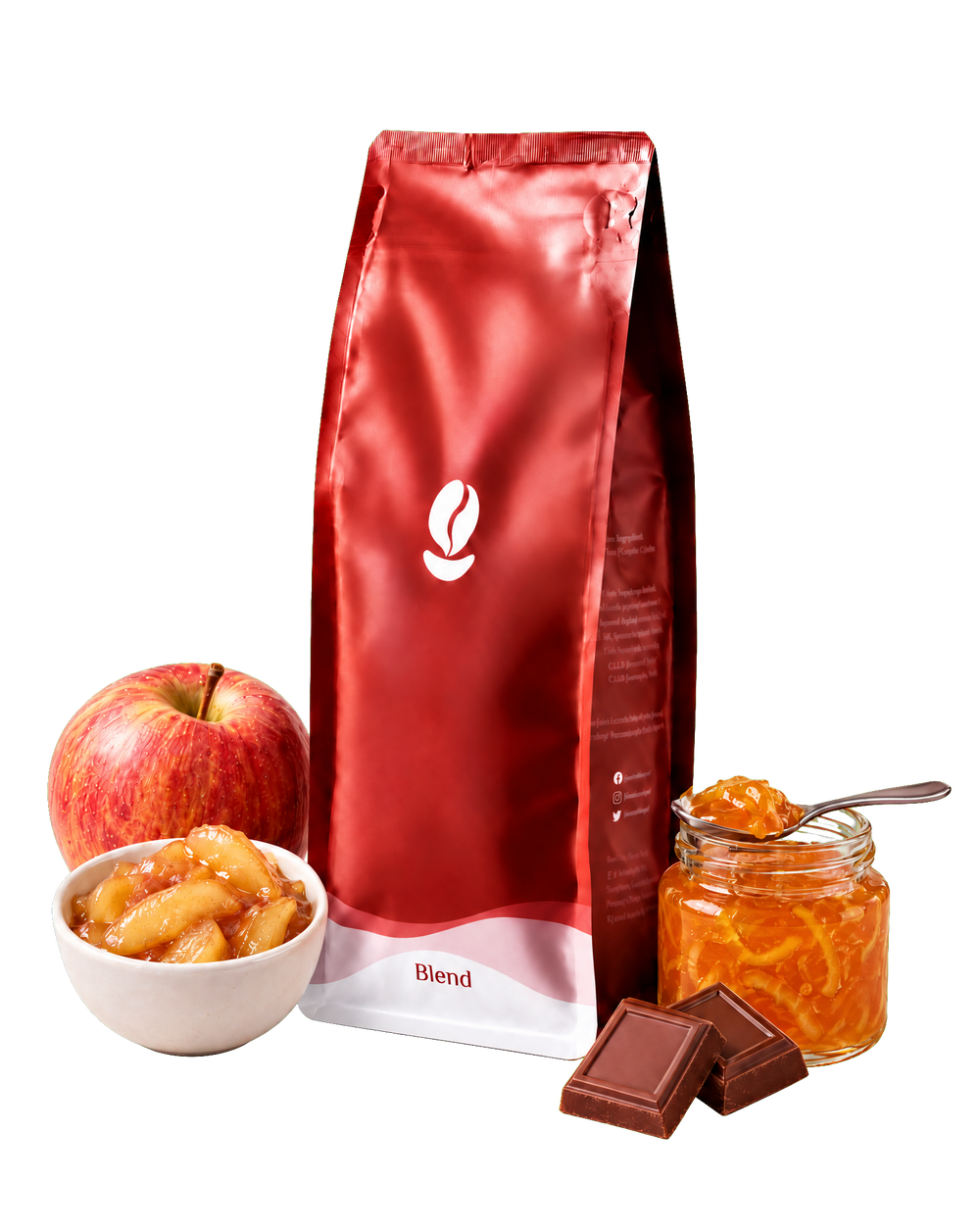 Tarte Tatin, red Bean Shipper bag with stewed apple, orange marmalade and milk chocolate